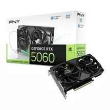PNY NVIDIA GeForce RTX 5060 8GB GDDR7 Graphics Card, 3840 CUDA Cores, 2280 MHz Core Clock, Dual Fan, 3x DisplayPorts / 1x HDMI Port