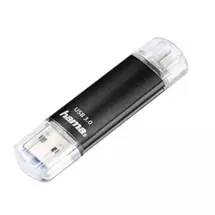 Hama USB Flash Drive | Hama Laeta Twin USB Flash Drive, USB 3.0, 128 GB, 40 MB/s, black