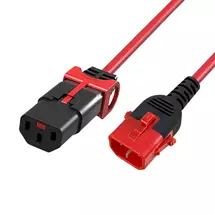 Power Cables | ACT Powercord C13 IEC Lock+  C14 IEC Lock Dual Locking red 1.5 m,
