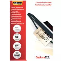 FELLOWES | Fellowes Glossy 125 Micron Card Laminating Pouch - 75x105mm