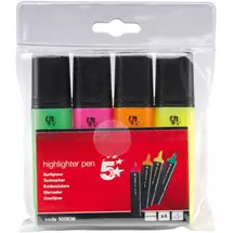 5Star | 5 Star Highlighter Chisel Tip 1-5mm Line Assorted (Pack of 4) 500836