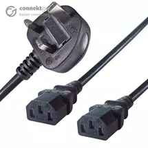 Connektg | connektgear 2.5m UK Mains Power Splitter Cable UK Plug to 2 x C13