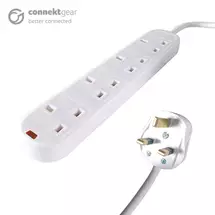 Connektg | connektgear 2m 4 Way Surge Protected Power Extension Block  UK Plug to