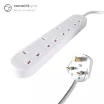 Connektg | connektgear 3m 4 Way Power Extension Block  UK Plug to 4 x UK Sockets