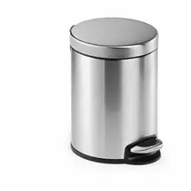 Trash Cans | Durable Pedal bin stainless steel 5L round | In Stock