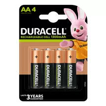 Batteries | Duracell 4 LR06 1300mAh Rechargeable battery NickelMetal Hydride