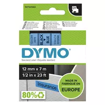 Dymo Label-Making Tapes | DYMO Authentic D1 Labels | Black Print on Blue Tape | 12 mm x 7 m |