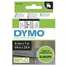 Dymo Label-Making Tapes | DYMO Authentic D1 Labels | Black Print on Clear Tape | 6 mm x 7 m |