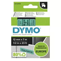 DYMO Authentic D1 Labels | Black Print on Green Tape | 12 mm x 7 m |