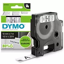 Dymo Label-Making Tapes | DYMO Authentic D1 Labels | Black Print on White Tape | 12 mm x 7 m |