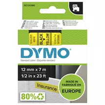 Dymo Label-Making Tapes | DYMO Authentic D1 Labels | Black Print on Yellow Tape | 12 mm x 7 m |