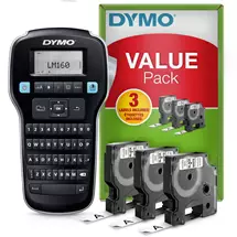Thermal Inkjet | DYMO LabelManager 160 Label Maker Starter Kit with 3 rolls of D1 Label