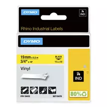 Dymo Label-Making Tapes | DYMO Rhino Industrial Vinyl Labels | 19 mm x 5.5 m | Black Print on