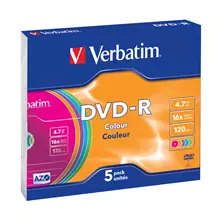 Verbatim Blank Dvds | Verbatim DVD-R Colour 4.7 GB 5 pc(s) | In Stock | Quzo UK
