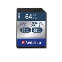 Verbatim Memory Cards | Verbatim Pro 64 GB SDXC UHS Class 10 | In Stock | Quzo UK