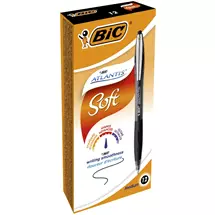 Bic | BIC Atlantis Soft Black Clipon retractable ballpoint pen Medium 12