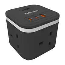 FELLOWES | Fellowes Power Cube with 3 Power Socket Extension USBA & USBC Ports