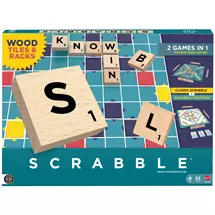 Mattel | Games Scrabble Board Game Family Word Game with Wood Tiles and Racks