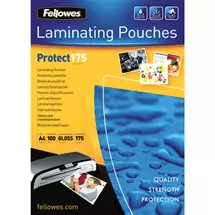 Laminator Pouches | Fellowes A4 Glossy 175 Micron Laminating Pouch - 100 pack