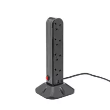 Surge Protectors | GroupGear 2m 8 Way Surge Protected UK Socket Tower Block with USB Type