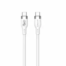 Top Brands | HYPER HyperJuice 240W Silicone USB-C to USB-C Cable (6ft/2m) - White