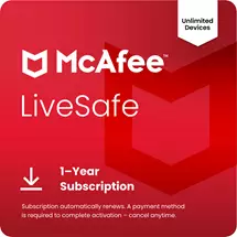 New Arrivals &amp; Just In | McAfee LiveSafe Antivirus security 1 year(s) | In Stock