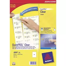 Large Labels | Avery J8567-25 printer label Transparent | Quzo UK