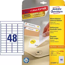Paper | Avery L4736REV25. Product colour: White, Shape: Rounded rectangle,
