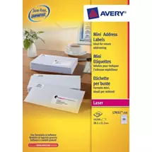 Paper | Avery Mini Address Labels, Laser, permanent, 38.1 x 21.2 mm