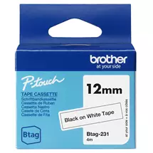 Label Printer Tape | Brother BTAG-231 label-making tape Black on white | Quzo UK