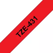 Label Printer Tape | Brother TZE-431 label-making tape Black on red | In Stock