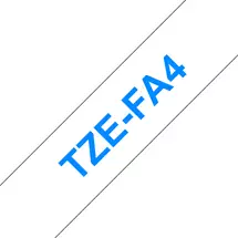 Label Printer Tape | Brother TZE-FA4 label-making tape Blue on white | In Stock