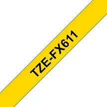 Label Printer Tape | Brother TZEFX611, Black on yellow, TZe, China, 5 year(s), Brother, 6