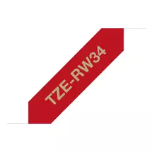 Label Printer Tape | Brother TZERW34. Label colour: Gold on red, Tape type: TZe, Product