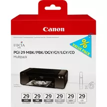 Canon Ink Cartridges | Canon PGI-29 MBK/PBK/DGY/GY/LGY/CO 6 Ink Cartridge Multipack