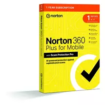 Top Brands | Norton 360 Plus for Mobile  1 User / 1 Device / 12 Months Antivirus