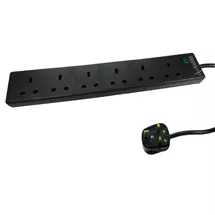 Cables Direct | CDL 5M 6 WAY UK+SURGE BLACK | In Stock | Quzo UK