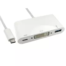 Laptop Docks & Port Replicators | Cablenet 15cm USB 3.1c  DVI & USB 3.0 with PD Function (Power