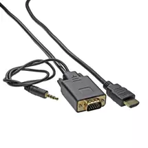 Video Cable | Cablenet 1m HDMI Male - SVGA Male + 3.5mm Stereo 30AWG Black Cable
