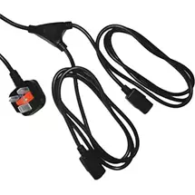 Power Cables | Cablenet 2.5m UK (13 Amp)  2 x IEC C13 0.5m Legs Black PVC Power