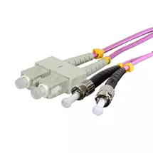 Violet | Cablenet 3m OM3 50/125 ST-SC Duplex Violet LSOH Fibre Patch Lead