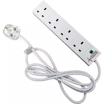 Surge Protectors | Cablenet 4 Way UK White 13Amp Surge Protected Power Strip with 5m Lead
