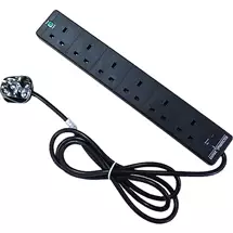 Surge Protectors | Cablenet 6 Way UK Black 13Amp Surge Protected Power Strip with 5m Lead