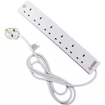 Surge Protectors | Cablenet 6 Way UK White 13Amp Surge Protected Power Strip with 5m Lead