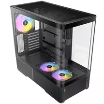 Antec Constellation C6 Air Micro Tower Gaming Case, 1 x USB Type-C / 1 x USB 3.0, Curved Tempered Glass Front and Side Window Panel, Bottom-to-Top Vertical Airflow., 4 x Pre-Installed ARGB LED Fans, Micro-ATX, ITX Compatible