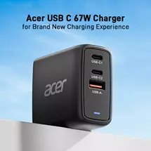 New Arrivals &amp; Just In | Acer 67W PD Charger, USB Port: 2C+1A, UK Plug, 100W USB-C Cable, Black