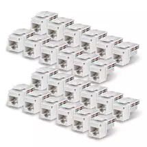 StarTech.com Cat6 Keystone Jack, 24-Pack RJ45 Ethernet Keystone Jacks, UTP Cat6 Wall Jack, 90-Degree 110 Punch Down, White