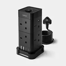 Top Brands | VonHaus Tower Extension Lead with USB, Power Surge Protection 2M Cable