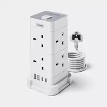 Top Brands | VonHaus Tower Extension Lead with USB, Power Surge Protection 2M Cable
