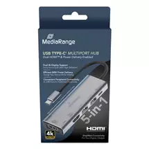 ValueX | Mediarange USB Type-C 5-In-1 Multiport Adapter Silver MRCS511